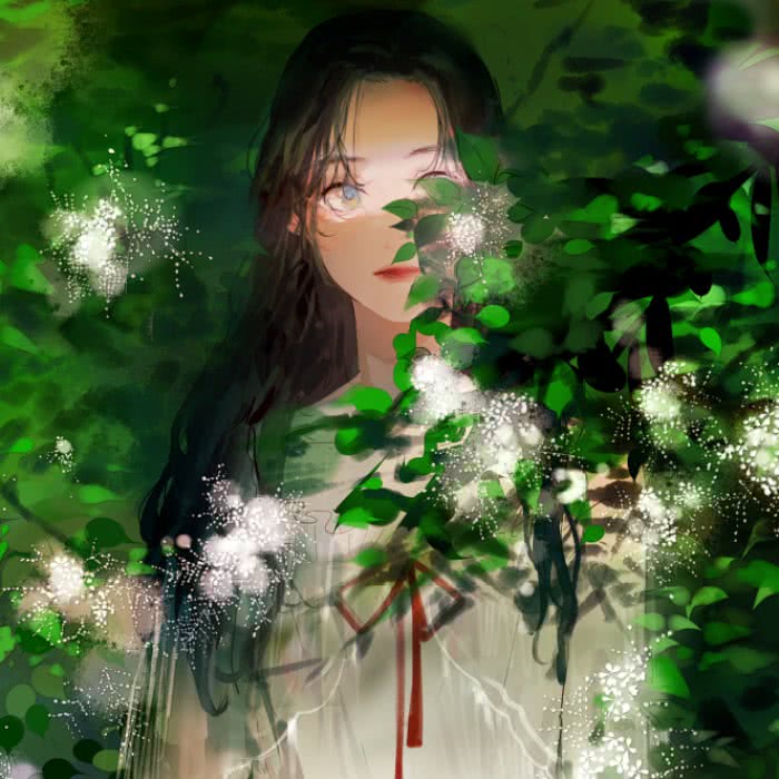 Among the green leaves