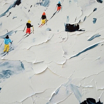 油画刀堆砌出的滑雪场，来自：alenashymchonakart