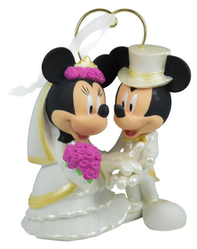 代购 【Disney美国代购】2016 米奇米妮I DO婚纱结婚树脂挂件