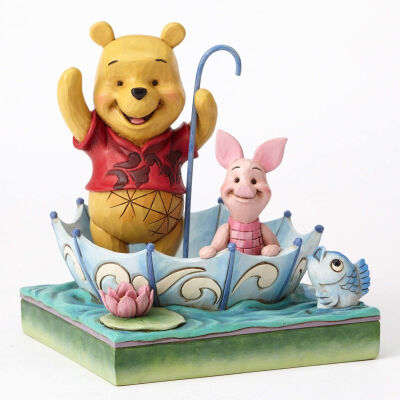 代购 【DISNEY美国代购】Pooh and Piglet维尼熊50周年树脂摆件