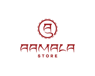 AAMALA商店是一家专业生产西藏和喜马拉雅传统礼服的公司，已经经营了13年了，该标志设计采用藏文字体。图标将A和S设计在一起，外圈设计成缝纫的风格，代表了公司的所属行业。