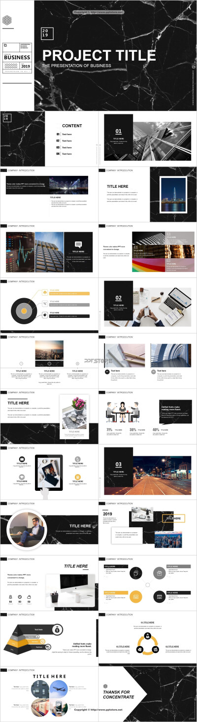 27979-【惠】4套大理石系列商务模板PPT模板