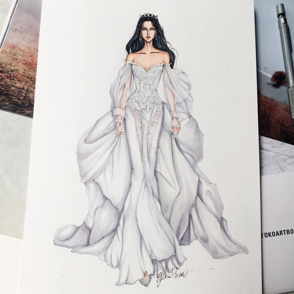 时装绘画服装设计手帐素材婚纱礼服inseristran