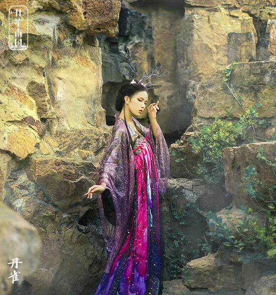 月笙南国传统汉服女【丹雀】山海经 青雀姐妹款 暗黑系 中国古风