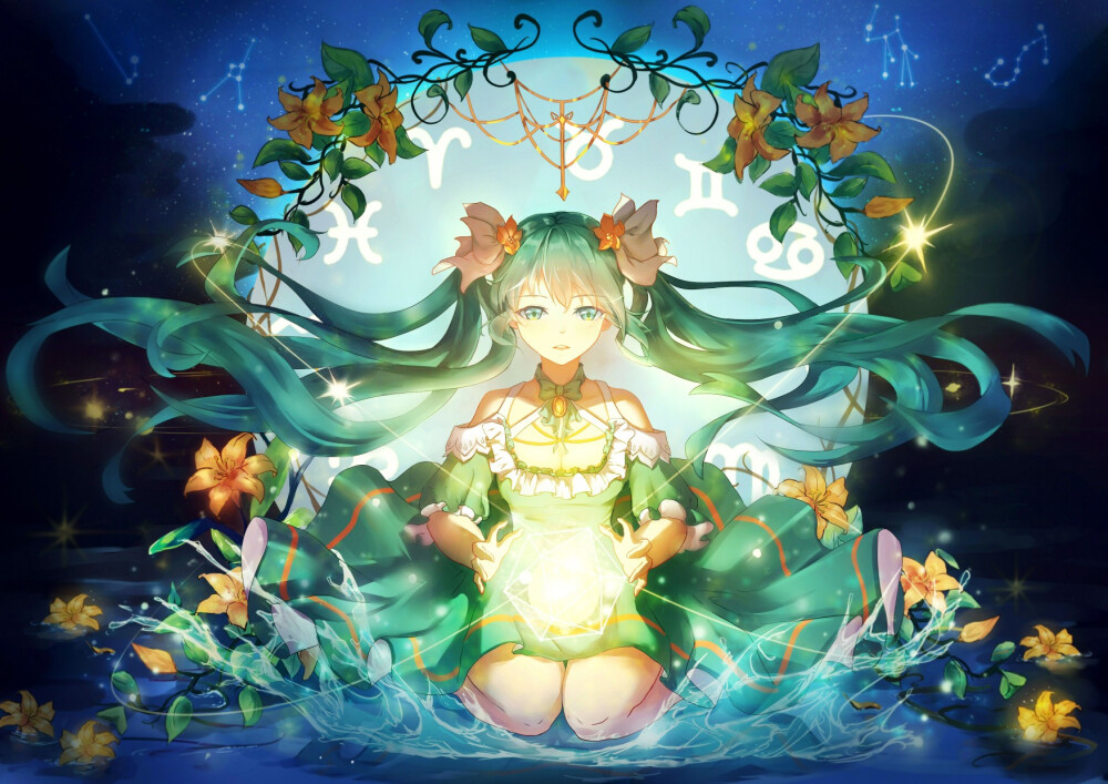 二次元，初音未来，公主殿下，唯美，长发，双马尾