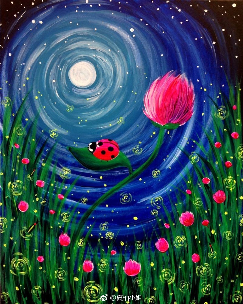 温柔梦幻的水粉风景画via夏柚小姐