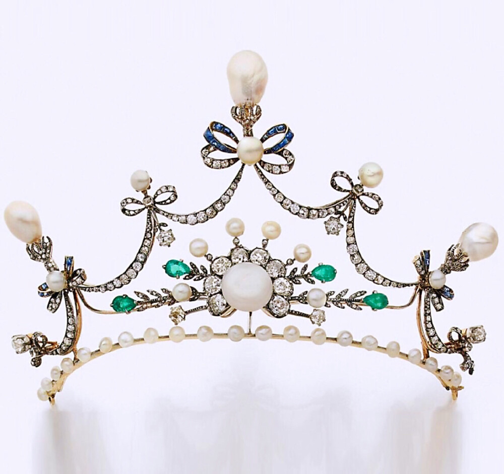 简雅高贵的古董珍珠钻石头饰