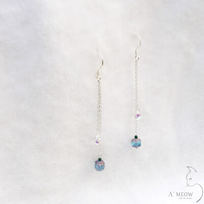 A meow 925纯银气质新品长款流苏古风耳环古代复古琉璃珠耳坠耳饰
