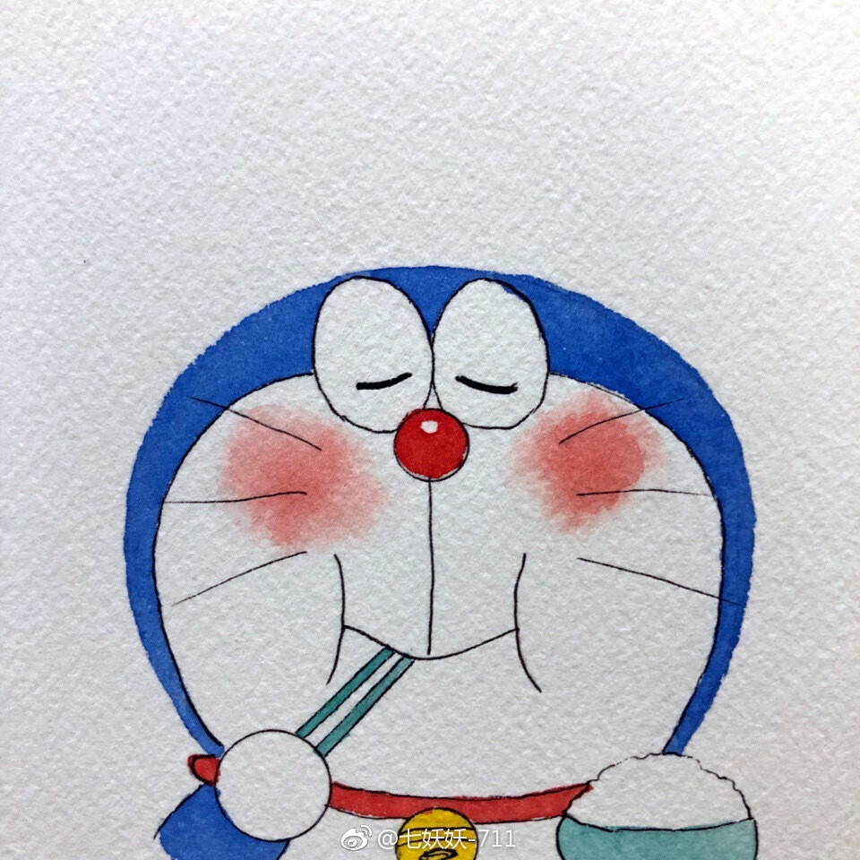 哆啦a梦水彩作者七妖妖711