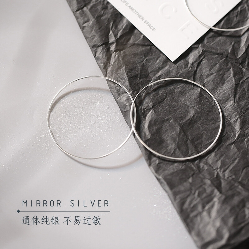 显脸小简约小麋人S925纯银大圆圈耳环欧美时尚百搭潮人配饰日韩女