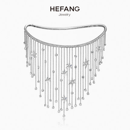 HEFANG Jewelry/何方珠宝漫雪项圈 925纯银女流苏颈带choker项链