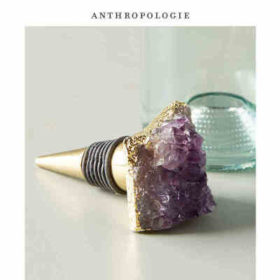 Anthropologie 皇冠水晶瓶塞 美国进口创意家用铝底座玛瑙石瓶