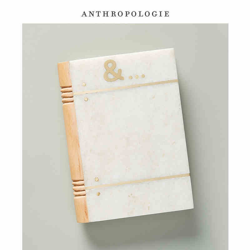 Anthropologie 榉木黄铜镶边大理石奶酪板 美国进口家用菜板砧板