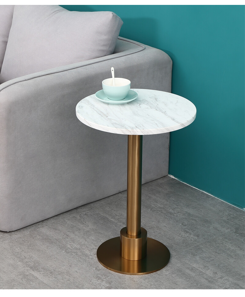 大理石茶几简约金色边几圆形 客厅现代简约铁艺小桌子组合套装