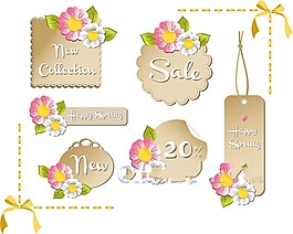 春季促销标签设计矢量
