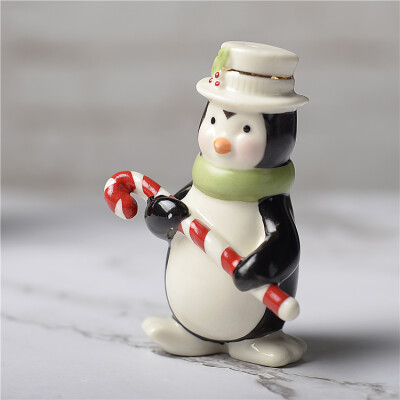 外贸陶瓷美国Lenox企鹅昔年圣诞礼物手绘描金摆件家居装饰品
