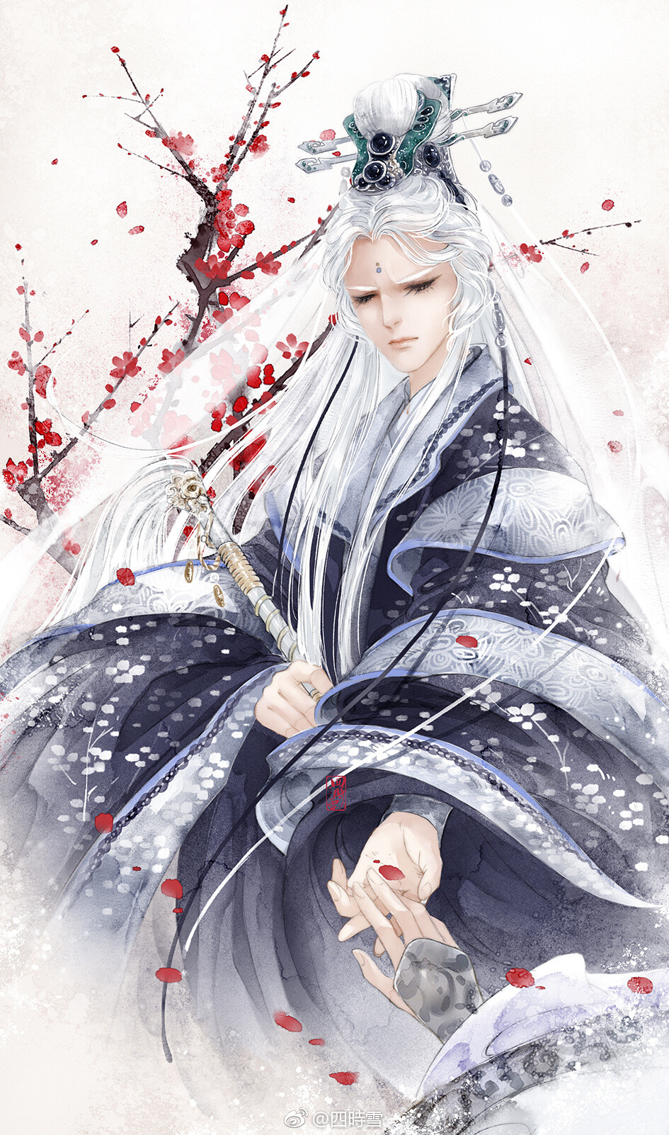 古装手绘美男 插画师:四时雪