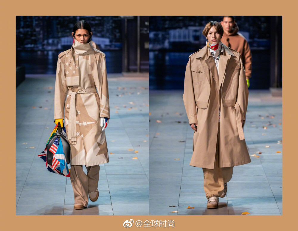 Louis Vuitton 2019男士秋冬系列Ⅰ从充满童真的卡通图案，到标志和平的地图旗帜，此次设计旨在传达起源与统一的初衷；形成巴洛克浮雕的压花和石灰色的巨型围巾，都是这次我最爱的亮点！里面有你喜欢的设计吗？