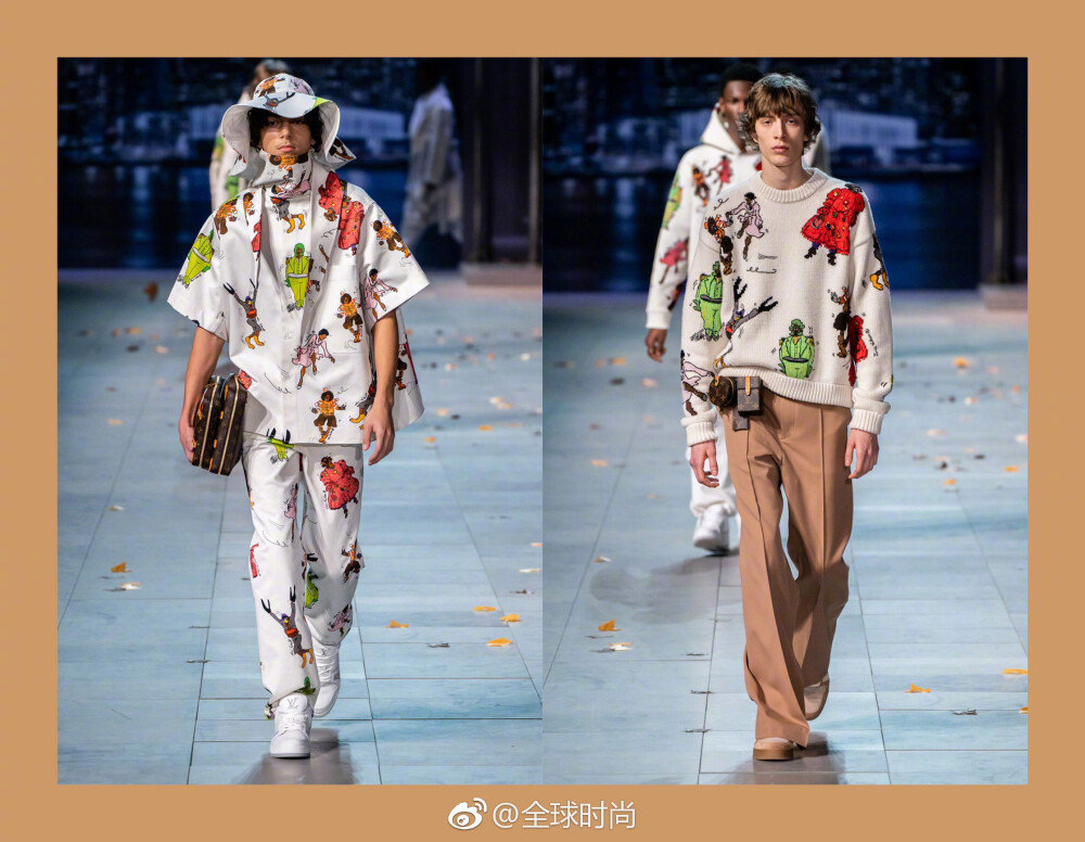 Louis Vuitton 2019男士秋冬系列Ⅰ从充满童真的卡通图案，到标志和平的地图旗帜，此次设计旨在传达起源与统一的初衷；形成巴洛克浮雕的压花和石灰色的巨型围巾，都是这次我最爱的亮点！里面有你喜欢的设计吗？