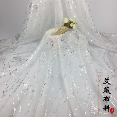 【柳枝】古风柳枝烫金烫银雪纺面料 汉服布面料 唐风汉服烫金烫银