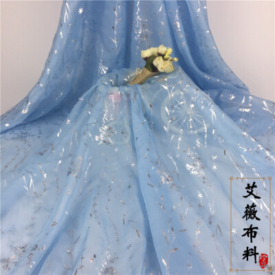 【柳枝】古风柳枝烫金烫银雪纺面料 汉服布面料 唐风汉服烫金烫银