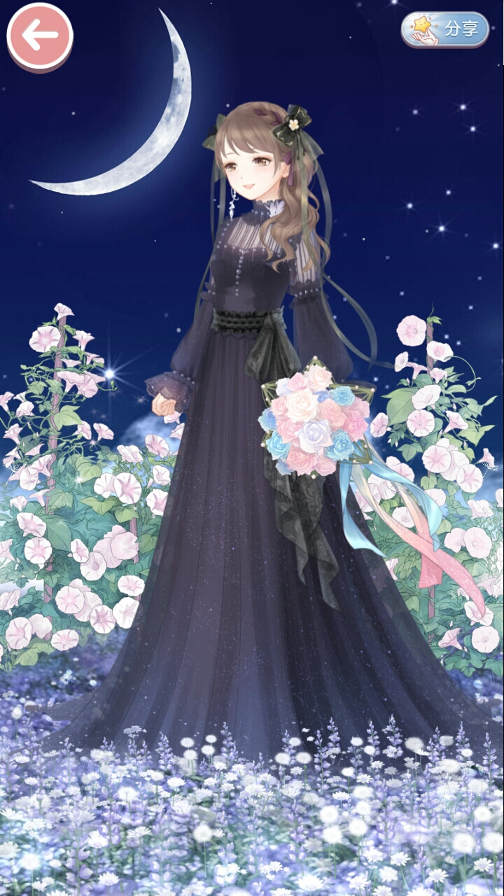 蝴蝶 向日葵 长发 卷发 中式古典 可爱 古装 伞花 大裙子 黑色礼服