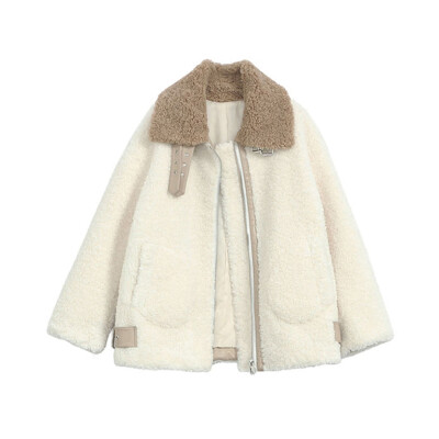 Designer Plus 自制 外套女冬装2018新款羊羔毛圈圈皮毛一体上衣