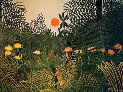 法国著名画家 Henri Julien Félix Rousseau 绘画作品  
 他的代表作有《村中散步》《税卡》《战争》《睡着的吉普赛姑娘》等。他的画没有师授，完全靠自学成功。人们称他为“星期日画家”。这类画家出于完全喜欢画而…