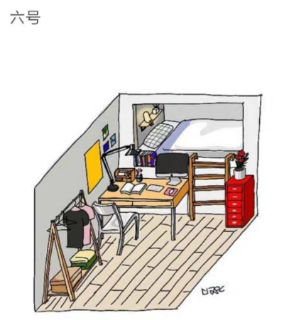 设计(图中有名字，虽然不知道是谁，但也别瞎抄，侵删) 房间 卧室 单人间 家具 迷你 手绘 Q 梦想 小户型 