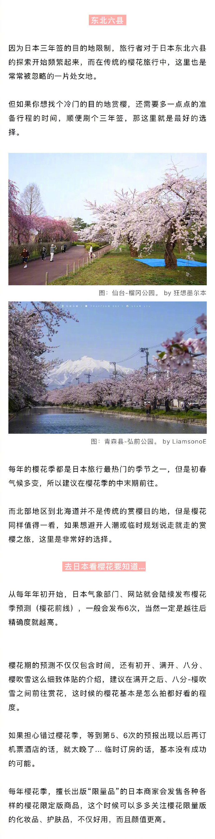 2019年日本樱花季花期已出，最佳赏樱地收好 分享来自：马蜂窝旅游