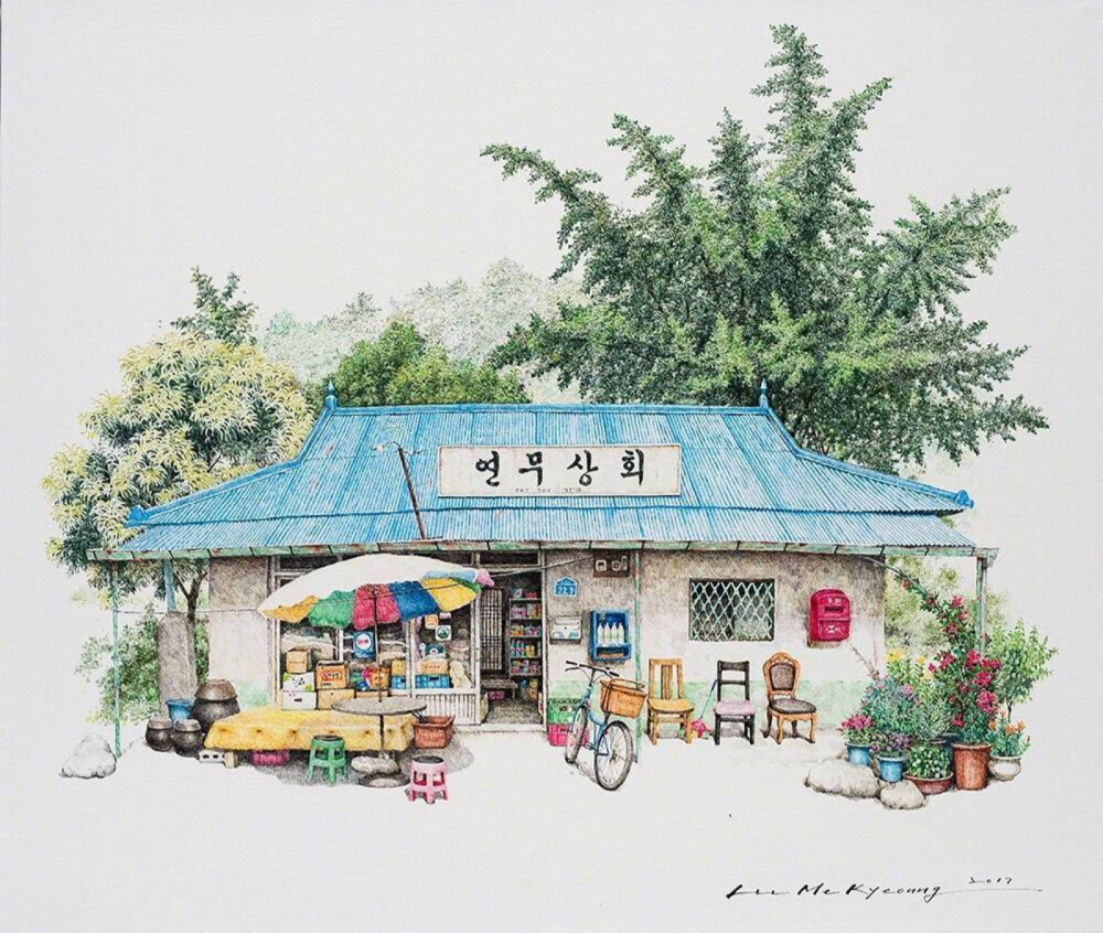 一间小店，春暖花开
/插画师：Me Kyeoung Lee