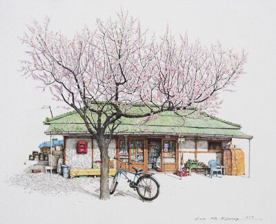 一间小店，春暖花开
/插画师：Me Kyeoung Lee