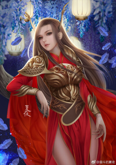 手绘古装美男 插画师:奋斗的夏夜