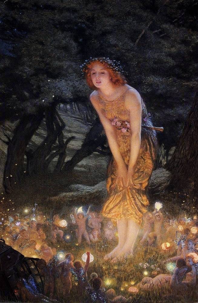 英国画家Edward Robert Hughes，拉斐尔前派代表人物，作品多呈现灵敏感性的梦幻想象。拉斐尔前派对后世产生了难以估量的影响，如：唯美主义、象征主义、维也纳分离派、新艺术运动和工艺美术运动等等，甚至20世纪70年代后的一些当代绘画作品亦受其影响。