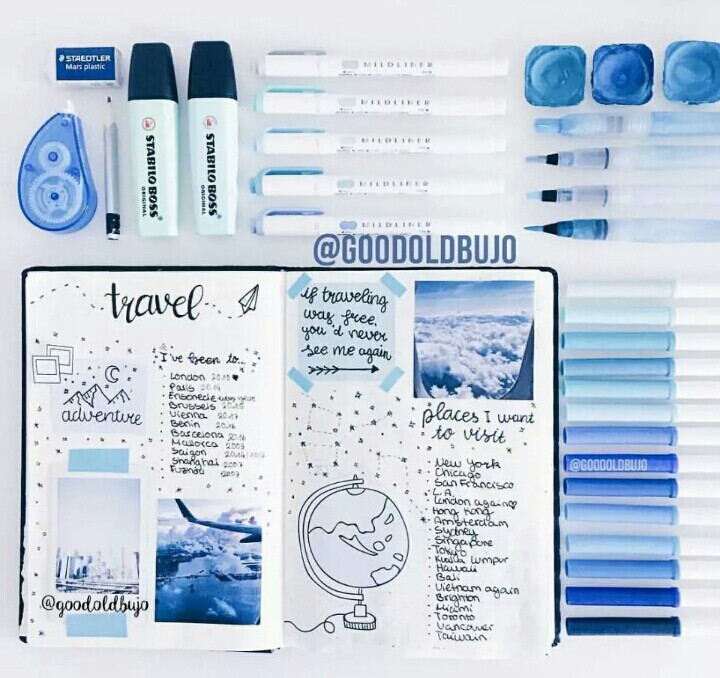 手账排版 蓝色系