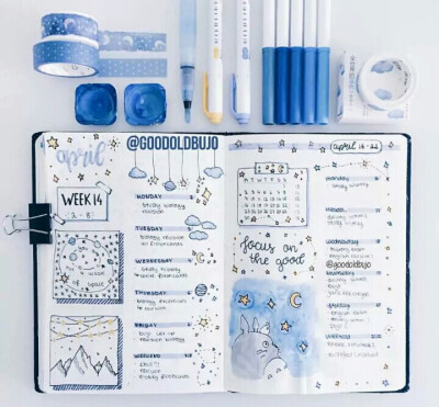 手账排版 蓝色系