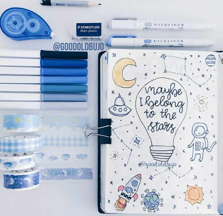 手账排版 蓝色系