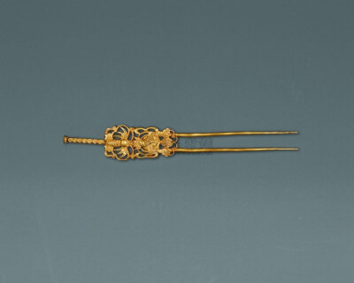 【金团鹤纹头钗】——明