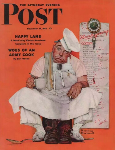 1940年代Norman Rockwell为《Saturday Evening Post》杂志创作的封面，配色非常经典。 ​ ​​