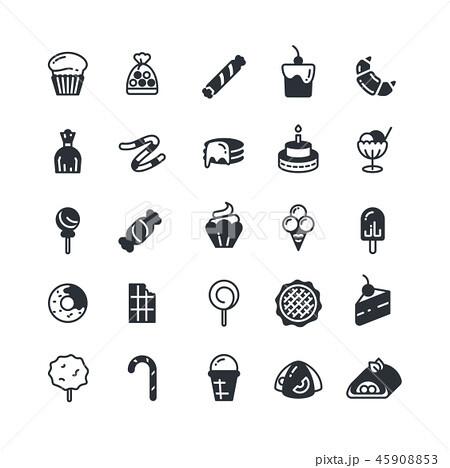 Dessert, pie, cupcake, cookie, biscuit, muffin vector icons 45908853