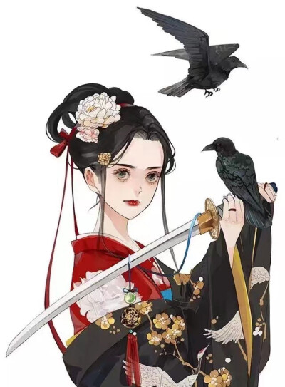 古风系列插画，唯美画风，七人闺蜜