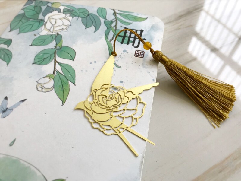 中国风燕子黄铜书签创意小清新学生用古典流苏金属文化礼品书签