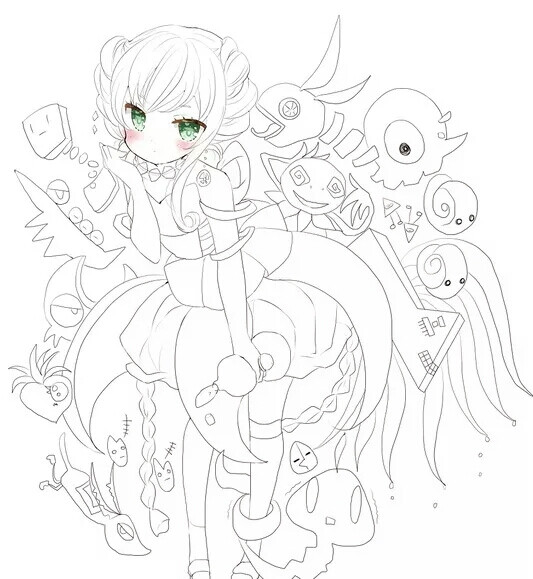 可爱 唯美 线稿