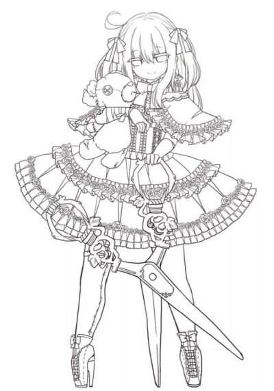 可爱 唯美 线稿