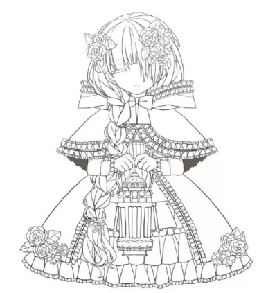 可爱 唯美 线稿