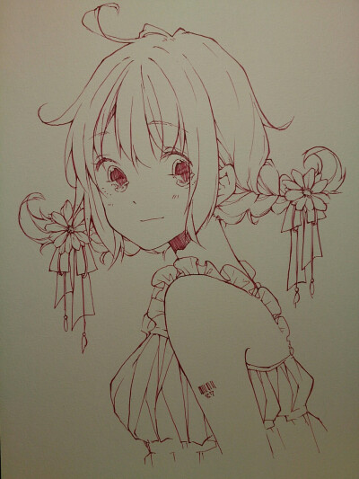 可爱 唯美 线稿