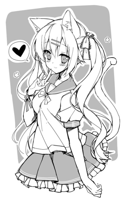 可爱 唯美 线稿