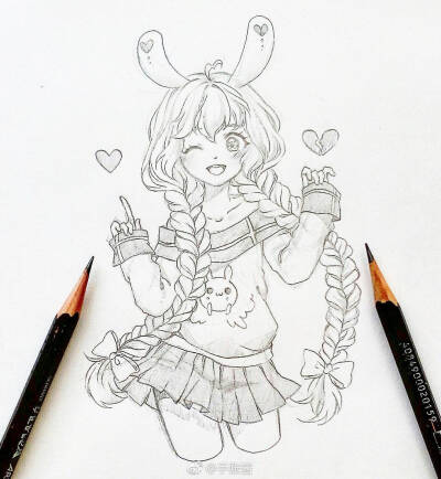 可爱 唯美 线稿