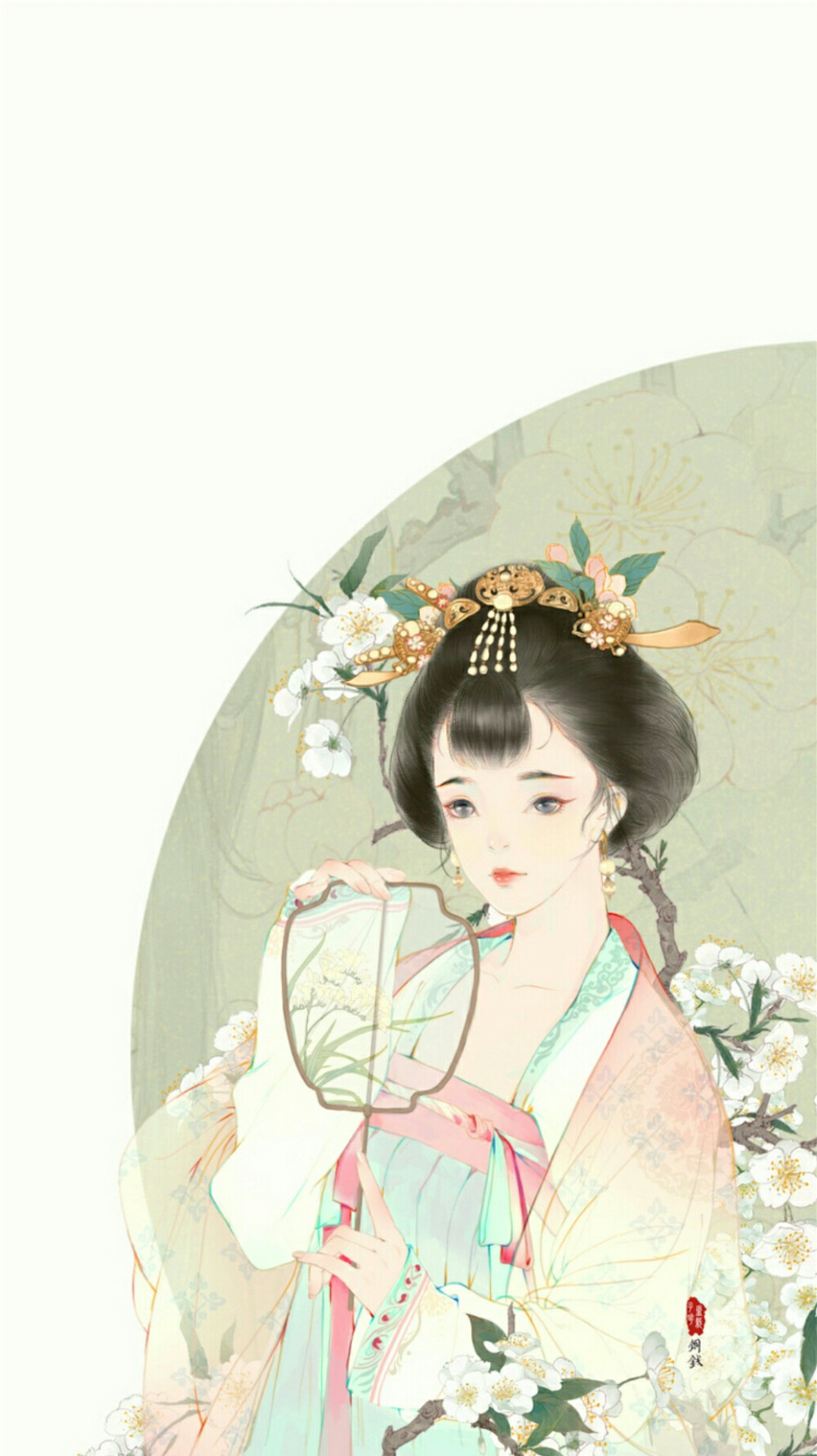 古风美人〕绘师:铜钱――盆栽的栀子花 - 堆糖,美图壁纸兴趣社区
