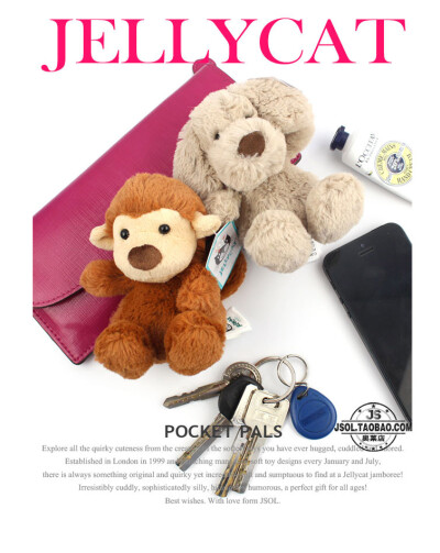 英国jellycat正品 poppet 随身款 迷你动物玩偶 圣诞 企鹅 北极熊